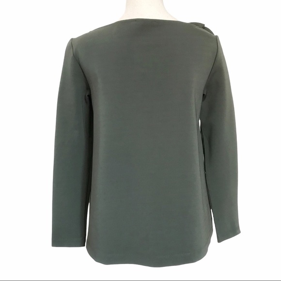 COS Sage Green Long-Sleeve Blouse with Sculpted Flower Detail - Picture 4 of 11